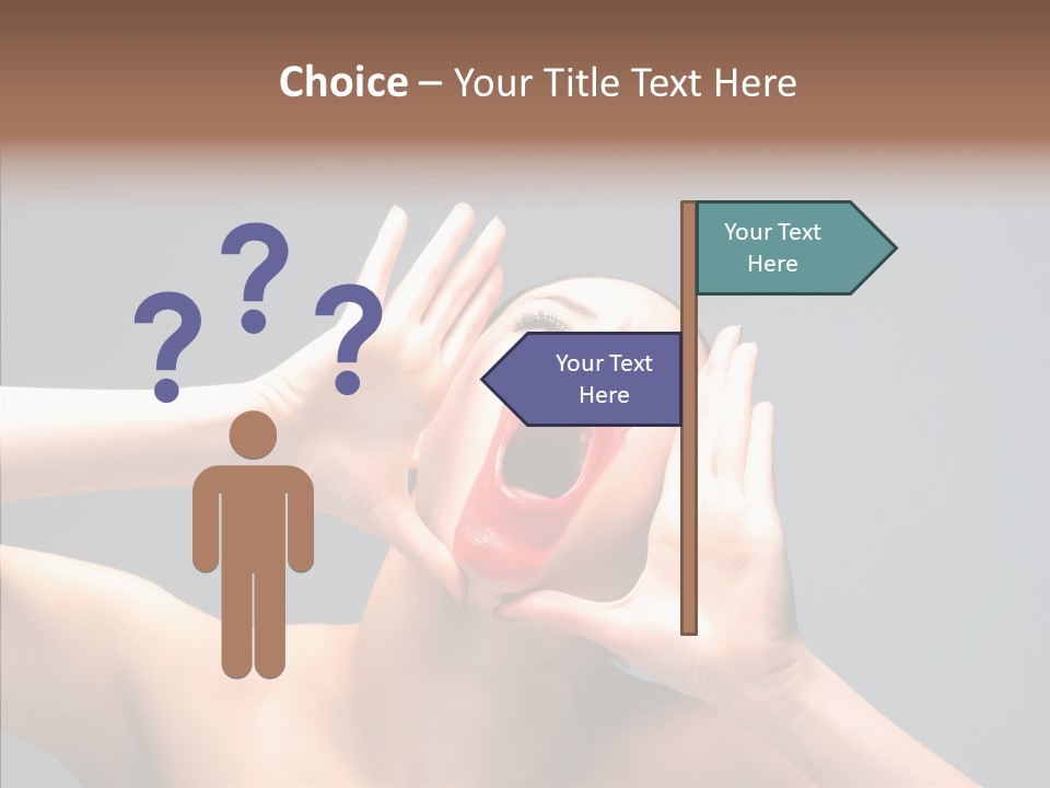 A Beauty Female With Red Lips Is Screaming PowerPoint Template