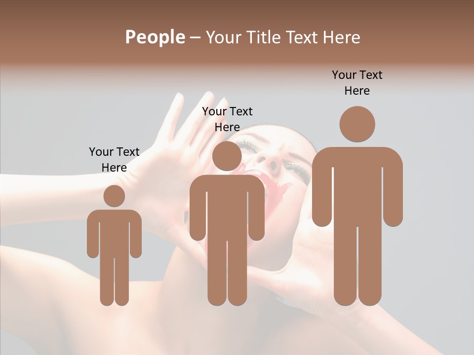 A Beauty Female With Red Lips Is Screaming PowerPoint Template