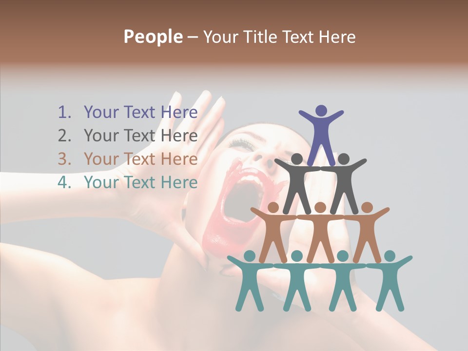 A Beauty Female With Red Lips Is Screaming PowerPoint Template