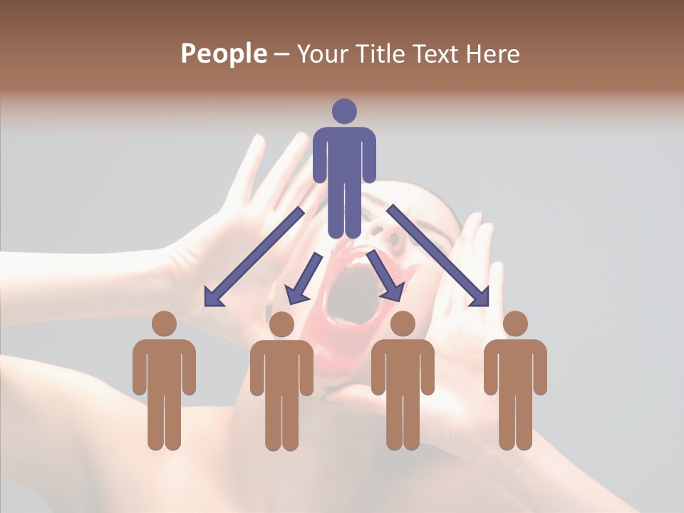 A Beauty Female With Red Lips Is Screaming PowerPoint Template