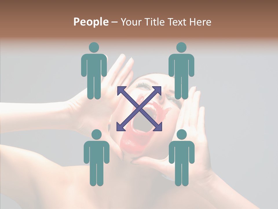 A Beauty Female With Red Lips Is Screaming PowerPoint Template