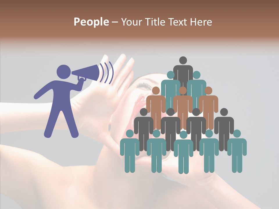 A Beauty Female With Red Lips Is Screaming PowerPoint Template