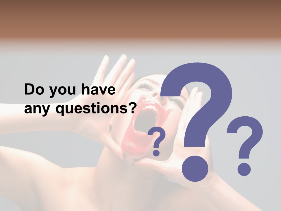 A Beauty Female With Red Lips Is Screaming PowerPoint Template