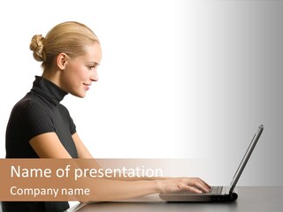 Happy Business Lady Girl PowerPoint Template