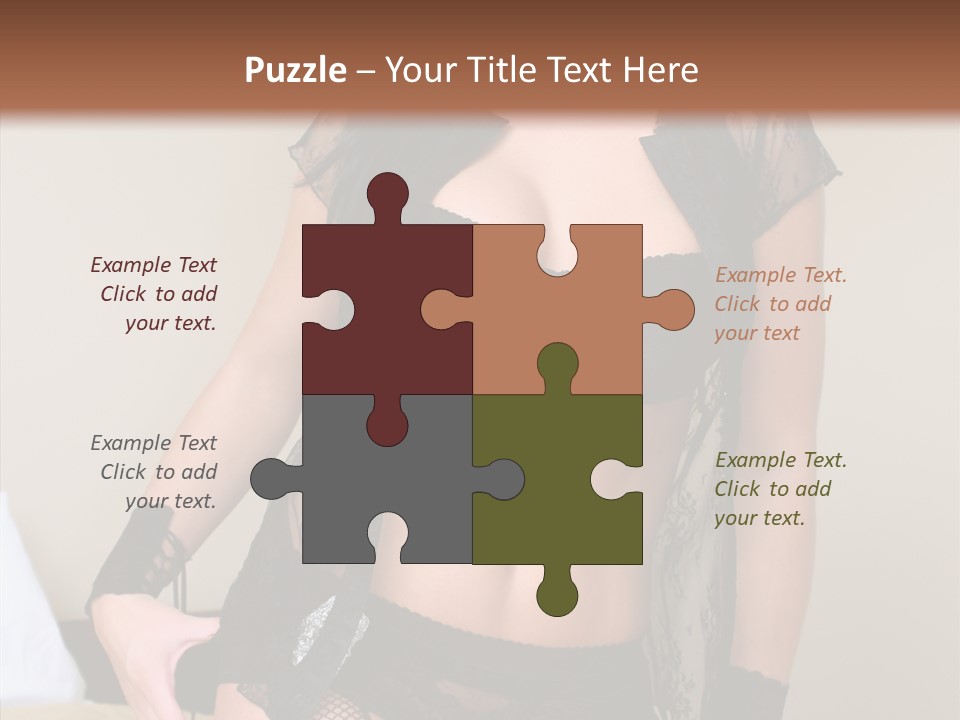 A Woman In Lingerie Posing On A Bed PowerPoint Template