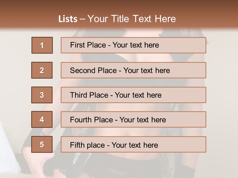 A Woman In Lingerie Posing On A Bed PowerPoint Template