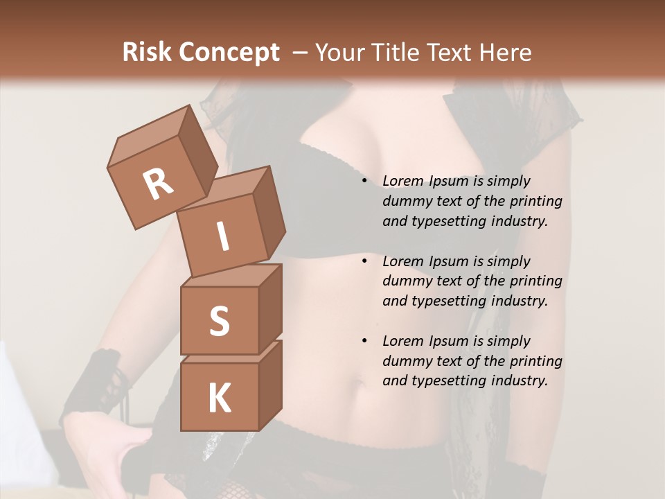 A Woman In Lingerie Posing On A Bed PowerPoint Template