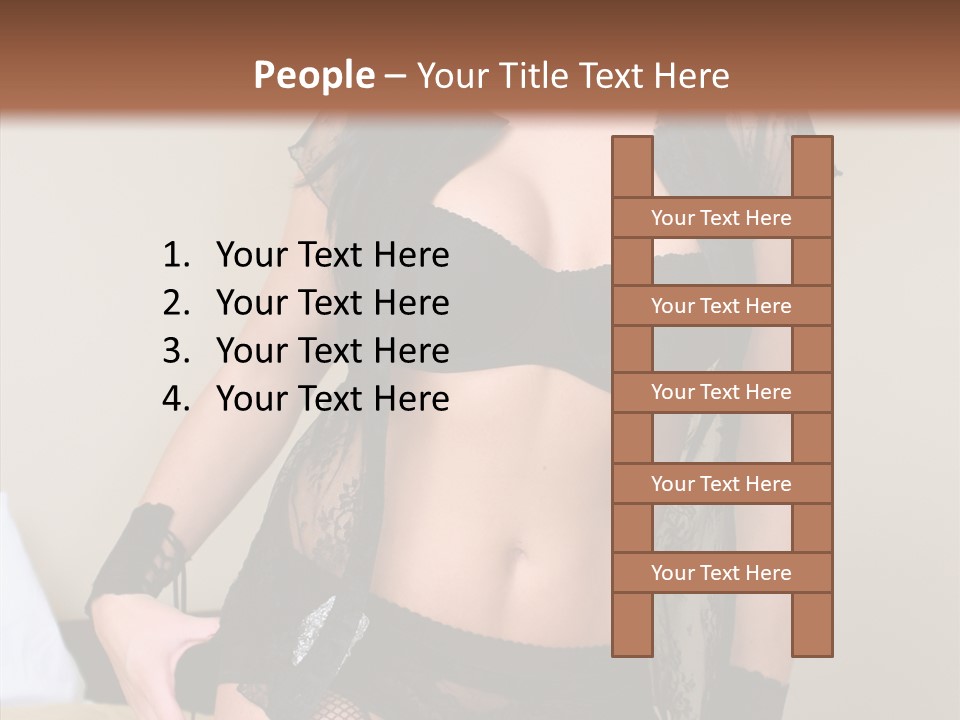 A Woman In Lingerie Posing On A Bed PowerPoint Template