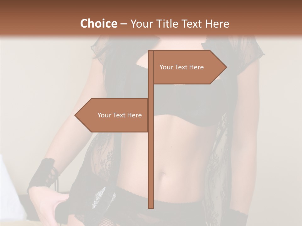 A Woman In Lingerie Posing On A Bed PowerPoint Template