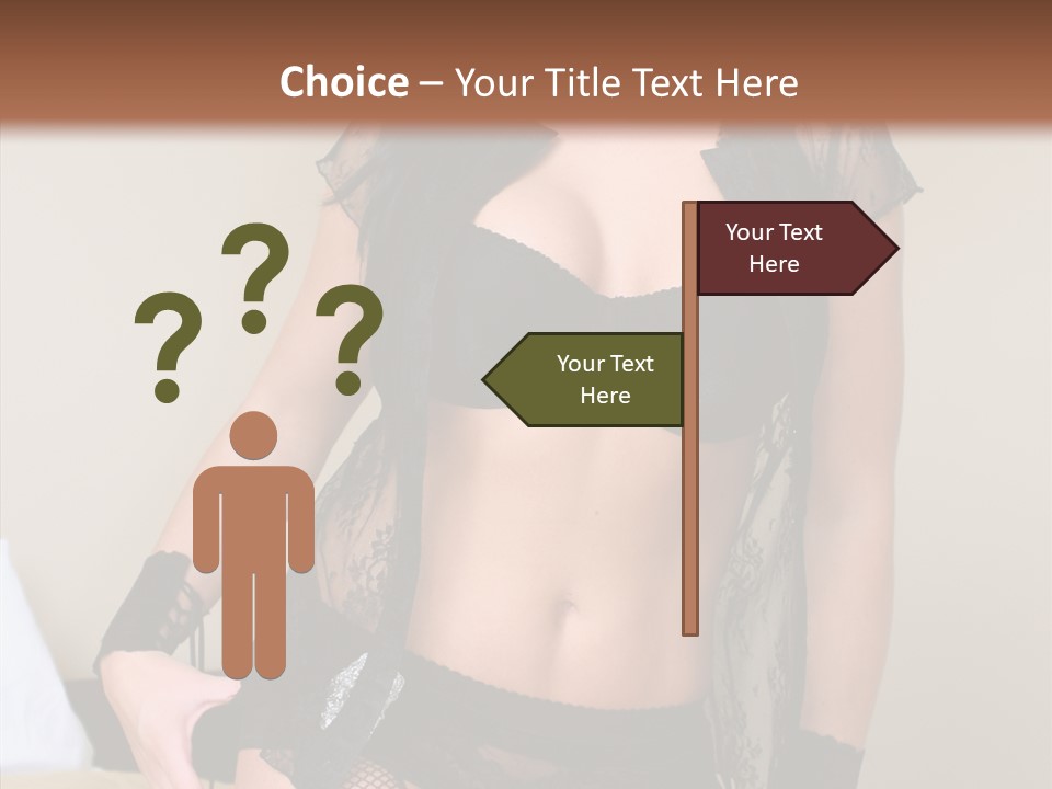 A Woman In Lingerie Posing On A Bed PowerPoint Template
