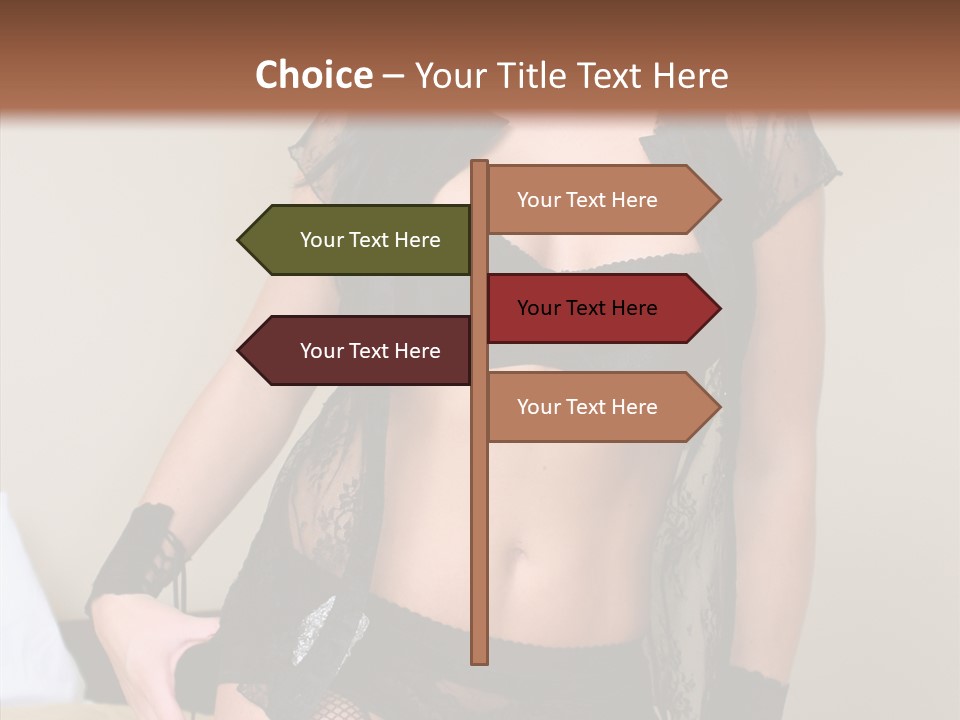 A Woman In Lingerie Posing On A Bed PowerPoint Template