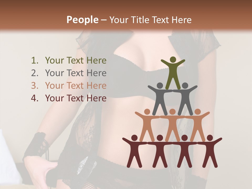 A Woman In Lingerie Posing On A Bed PowerPoint Template