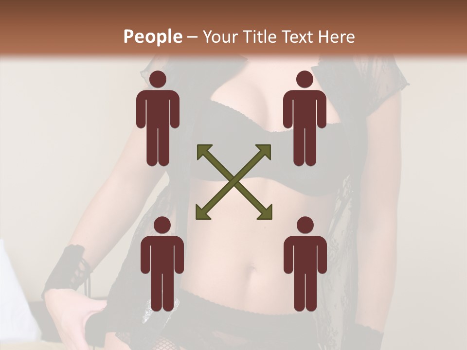 A Woman In Lingerie Posing On A Bed PowerPoint Template