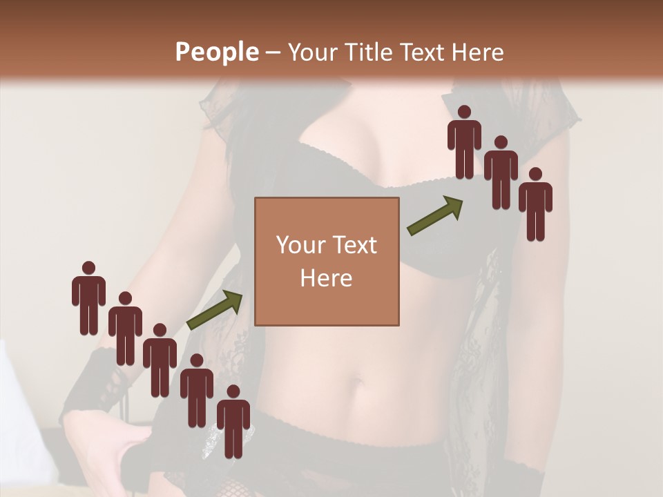 A Woman In Lingerie Posing On A Bed PowerPoint Template