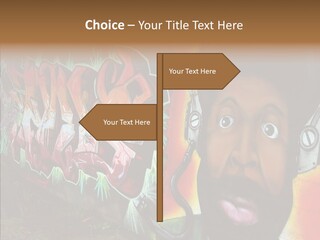 Youth Earphone Head PowerPoint Template