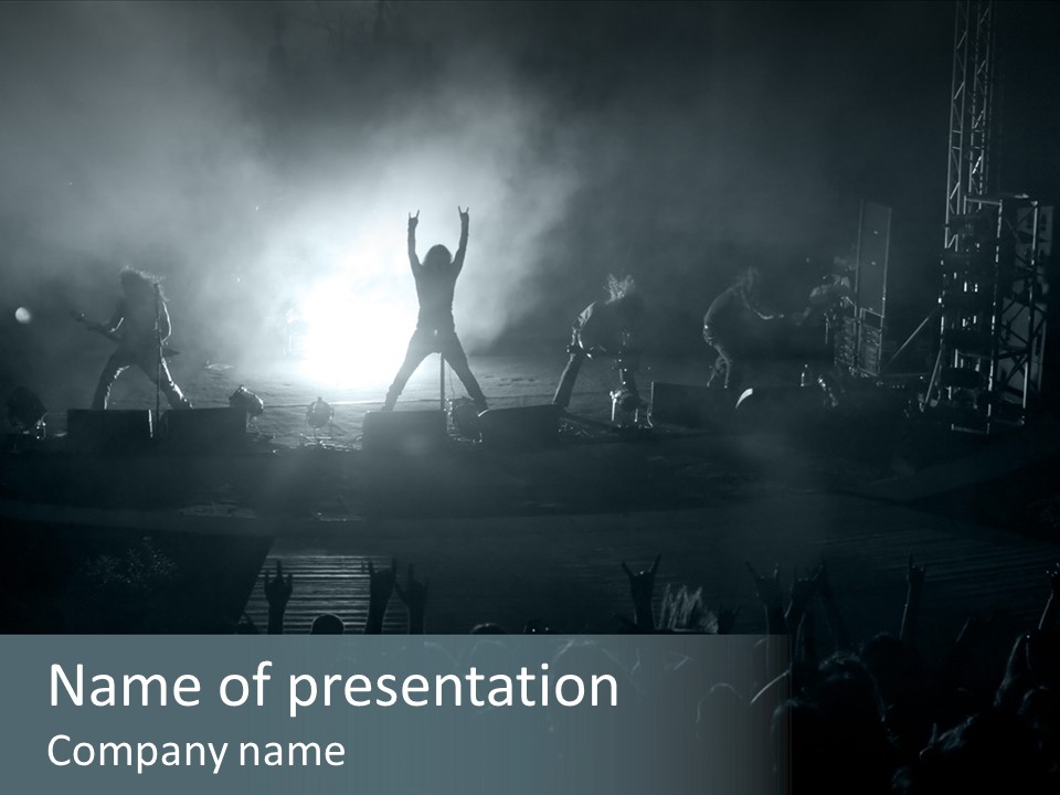 People Backlight Guitars PowerPoint Template
