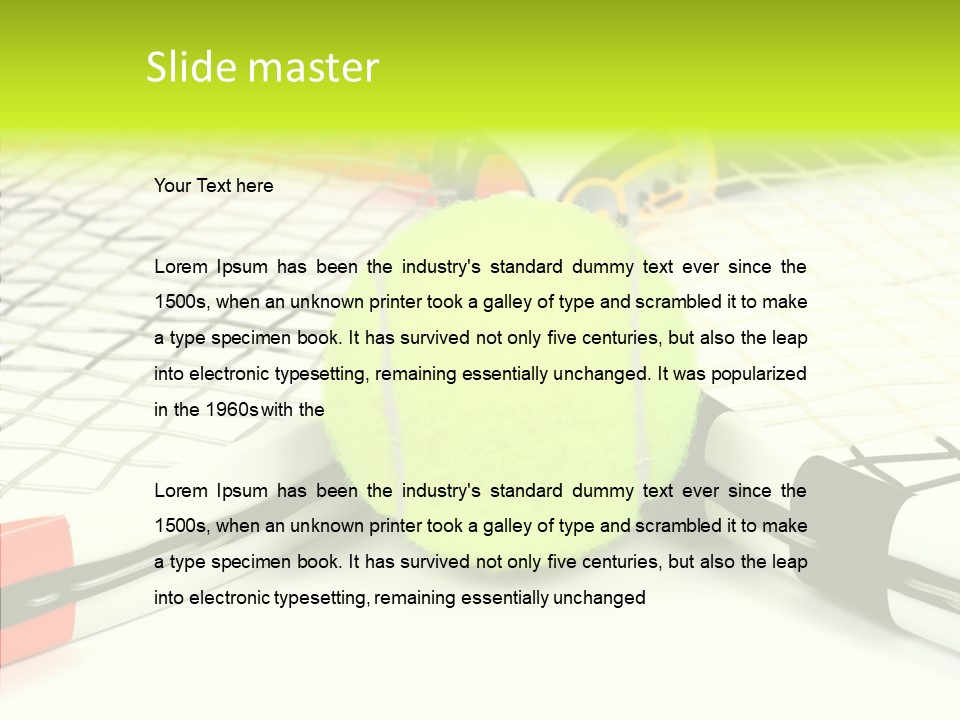 Racket Tennis Gear PowerPoint Template