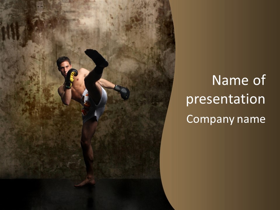 Karate Young Strong PowerPoint Template
