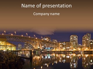 Tourist Attraction Granville Bridge Evening PowerPoint Template