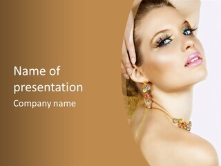Person Lip Gloss Feathers PowerPoint Template