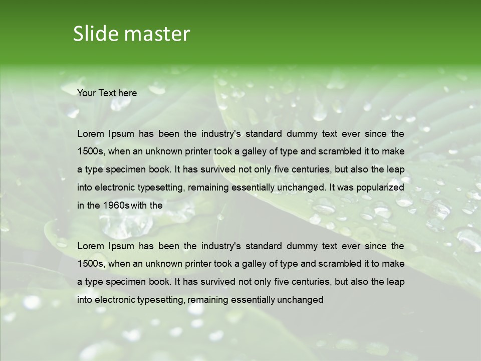 Water Droplets Green PowerPoint Template
