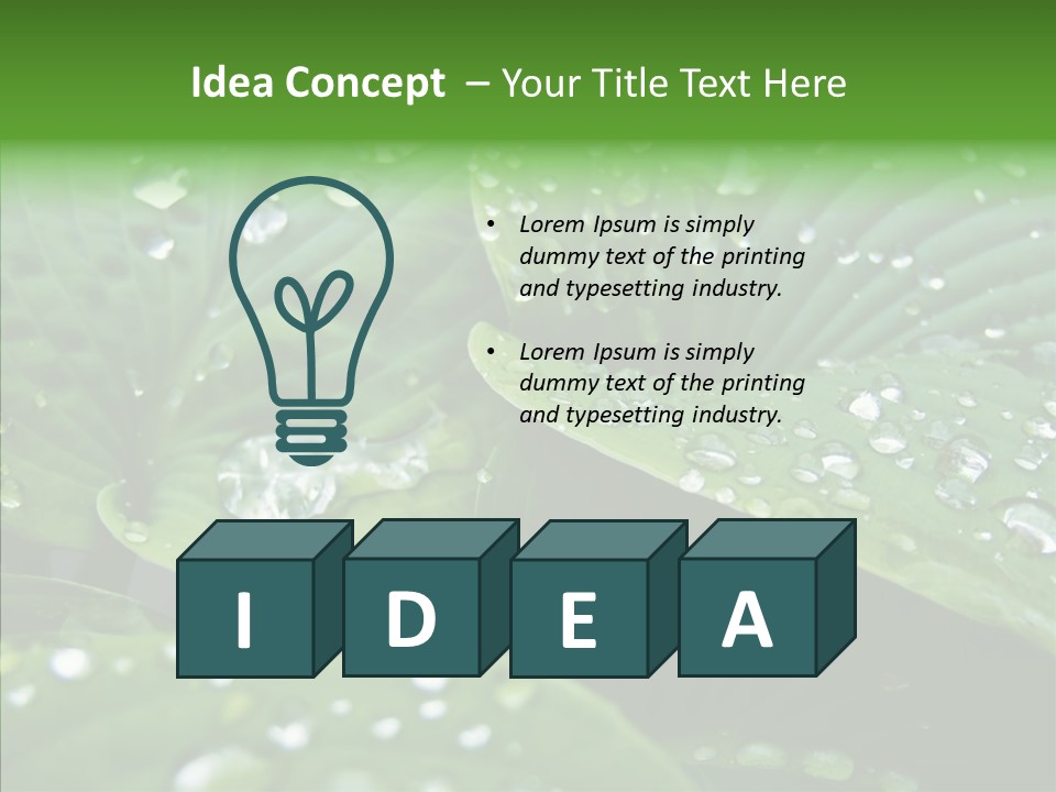Water Droplets Green PowerPoint Template