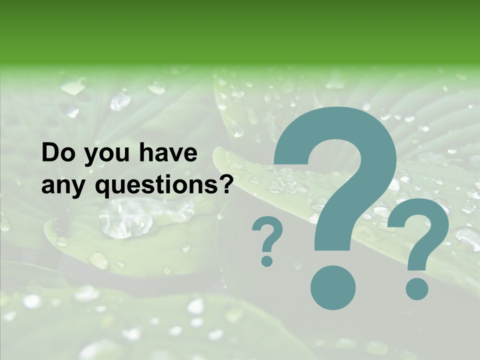 Water Droplets Green PowerPoint Template