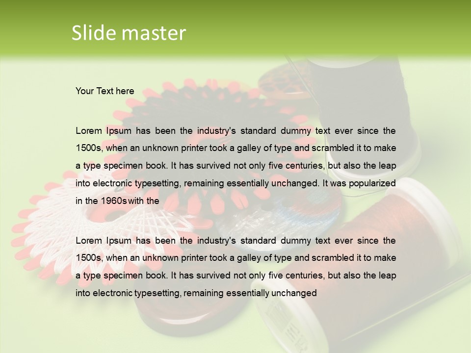 Buttons Many Spools PowerPoint Template