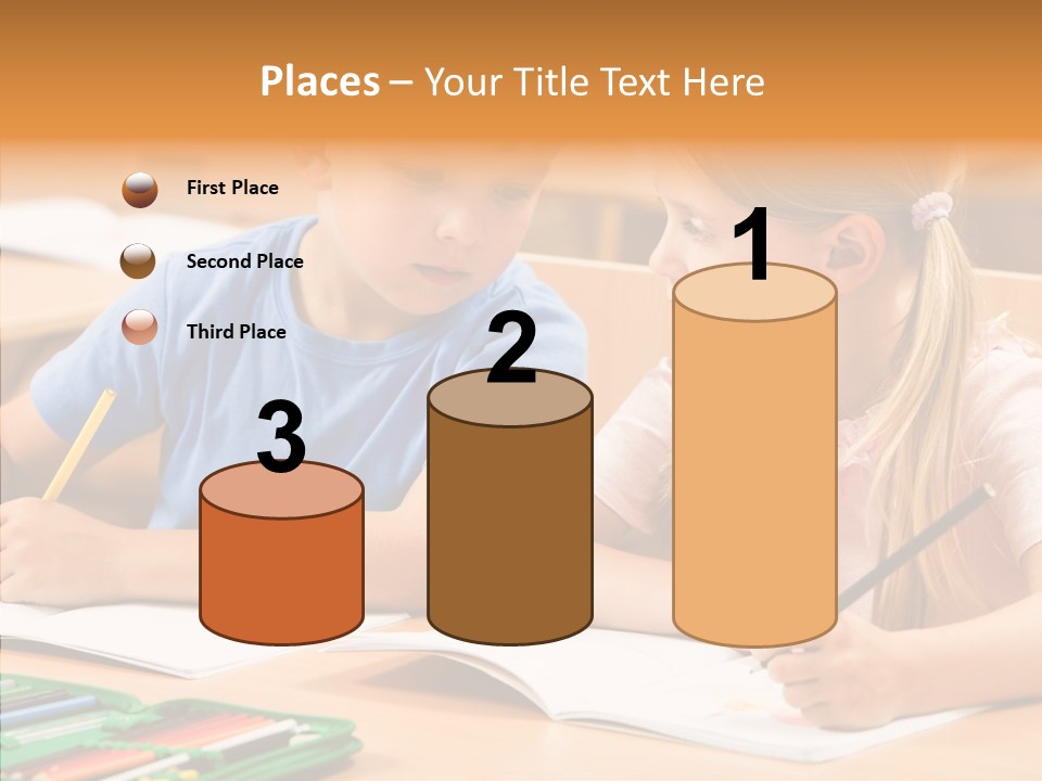 Desk Lesson Schoolboy PowerPoint Template