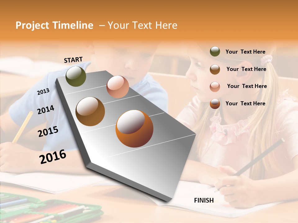 Desk Lesson Schoolboy PowerPoint Template