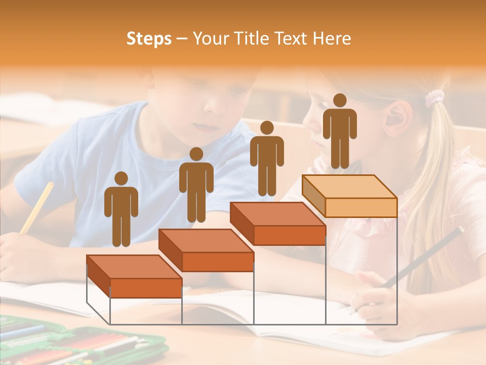 Desk Lesson Schoolboy PowerPoint Template