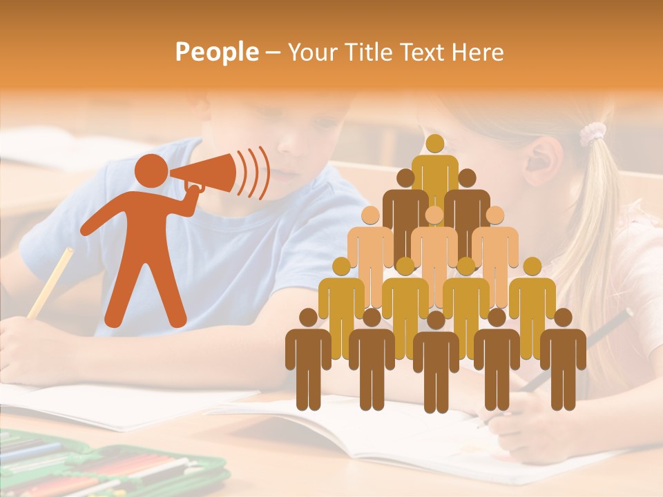 Desk Lesson Schoolboy PowerPoint Template