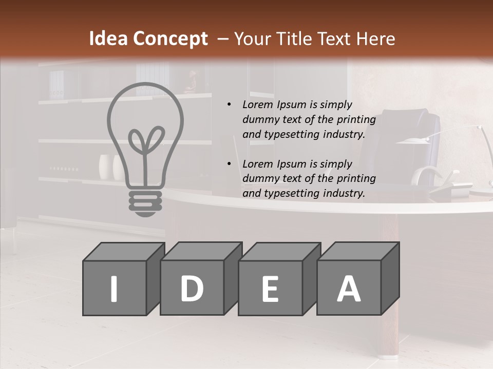 Room Three Dimensional Easy Chair PowerPoint Template