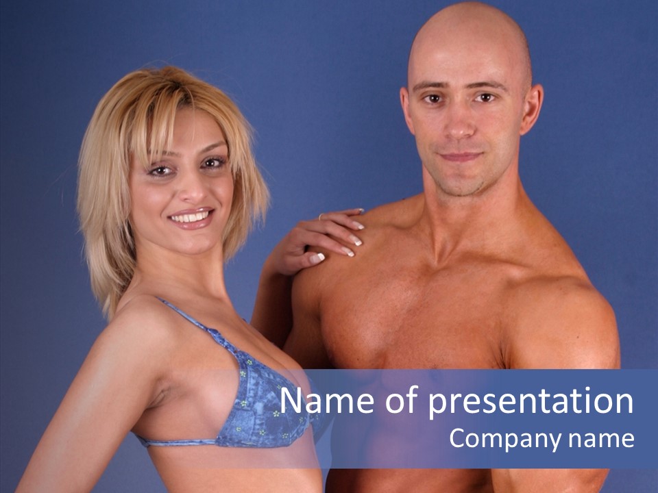 Muscular Model Blue PowerPoint Template