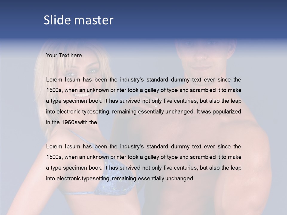 Muscular Model Blue PowerPoint Template