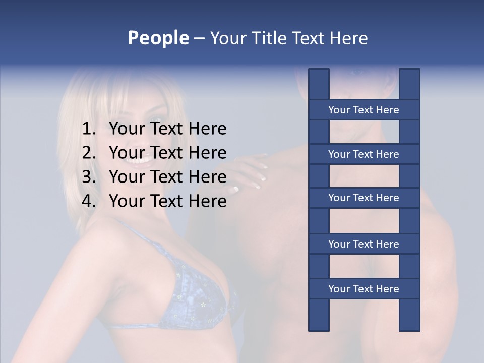 Muscular Model Blue PowerPoint Template