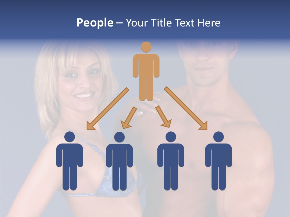 Muscular Model Blue PowerPoint Template