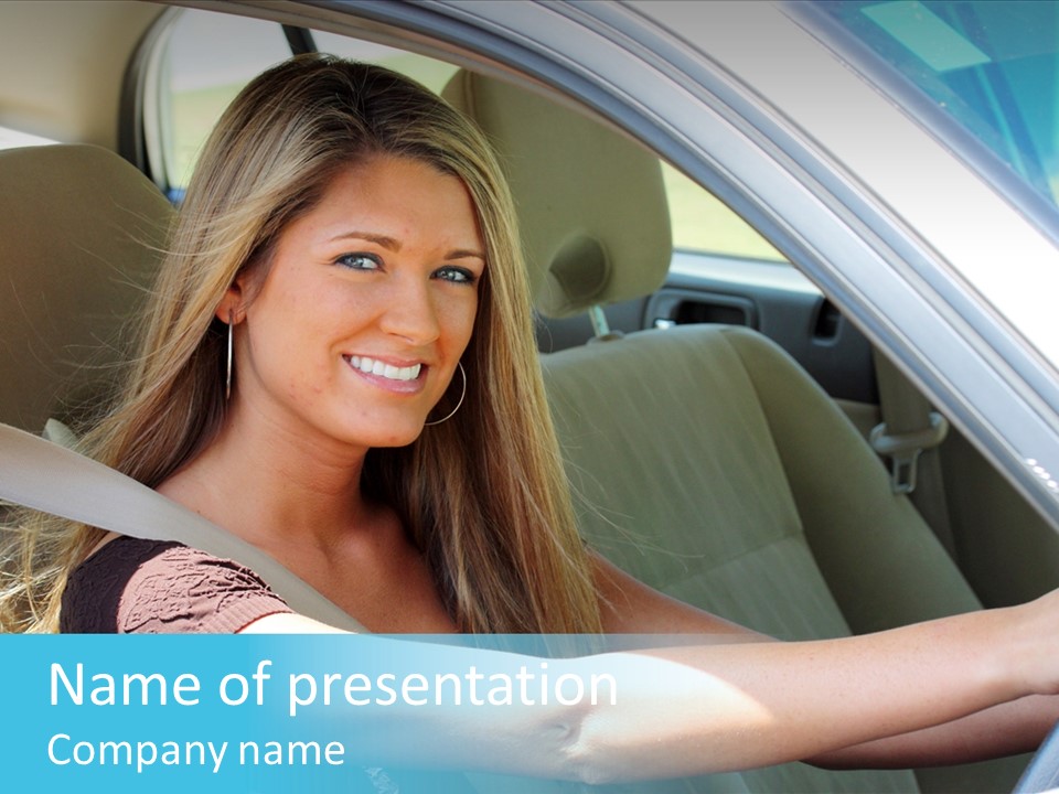 Vehicle Auto Brunette PowerPoint Template