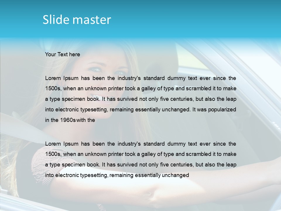 Vehicle Auto Brunette PowerPoint Template