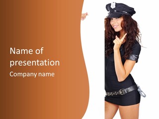 Flirting Female Makeup PowerPoint Template