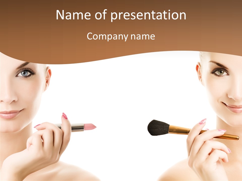 Brush Cosmetics Pink PowerPoint Template