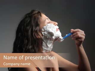 Woman Shave Mirror PowerPoint Template