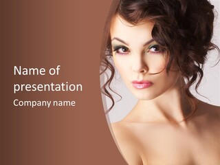 Hairstyle Brunette Full PowerPoint Template