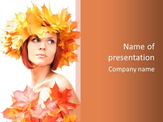 Leaf Wreath Isolated PowerPoint Template