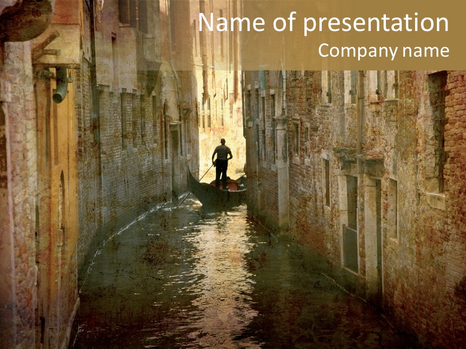 Vintage Stained Gondolier PowerPoint Template