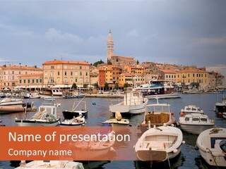 Dock Mediterranean City PowerPoint Template