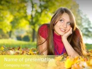 Girl Sitting Trees PowerPoint Template