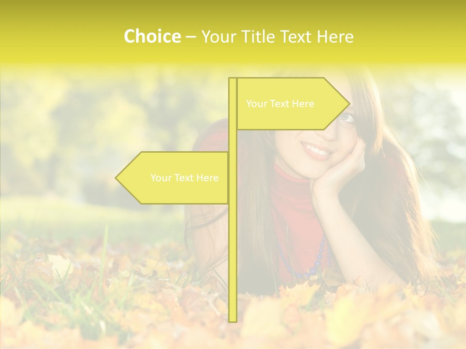 Girl Sitting Trees PowerPoint Template