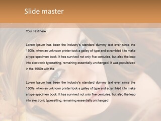 A Beautiful Blond Woman With Blue Eyes Is Posing For A Picture PowerPoint Template