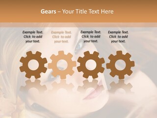 A Beautiful Blond Woman With Blue Eyes Is Posing For A Picture PowerPoint Template